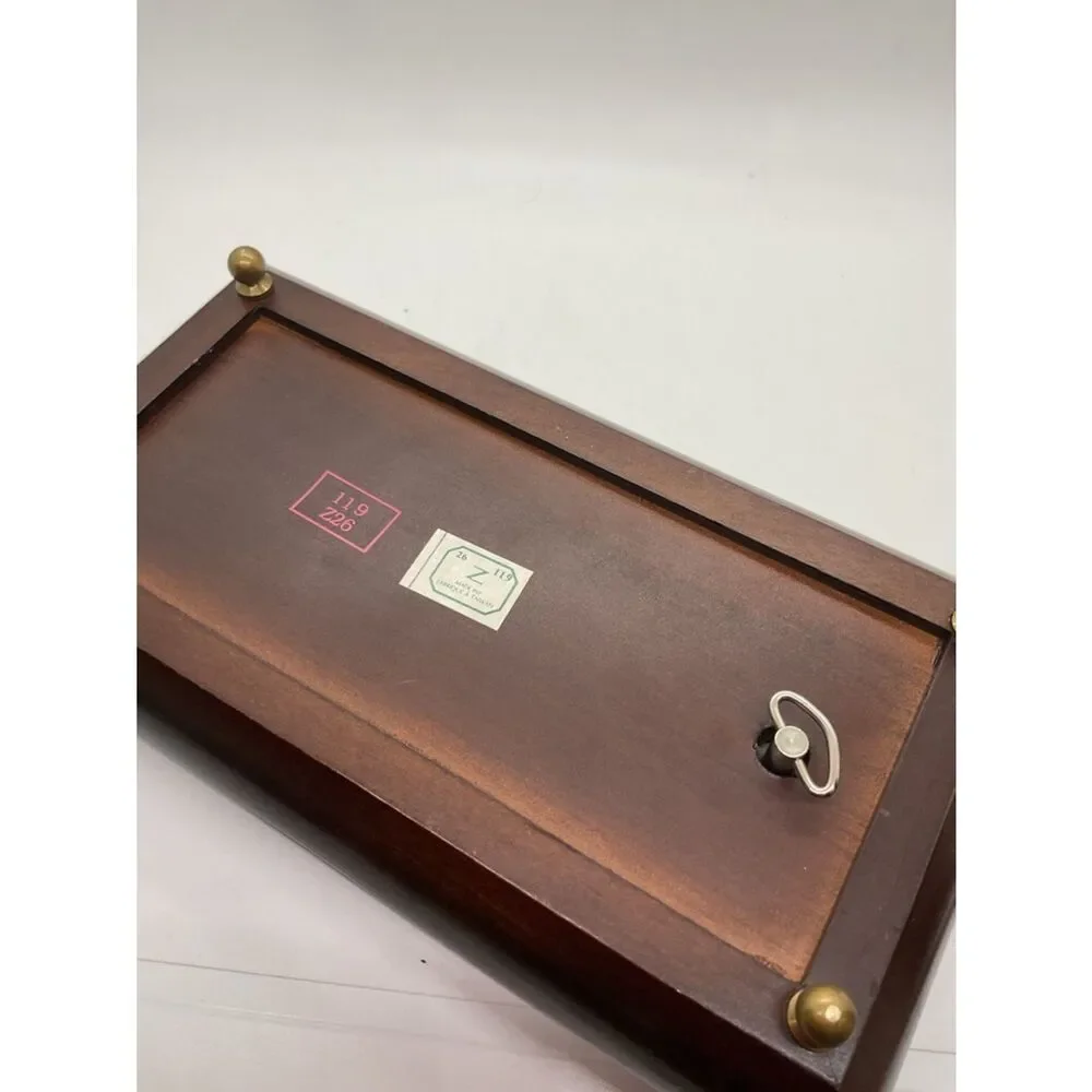 Vintage Bombay Company Floral Inlay Wooden Music Box - Plays Love story